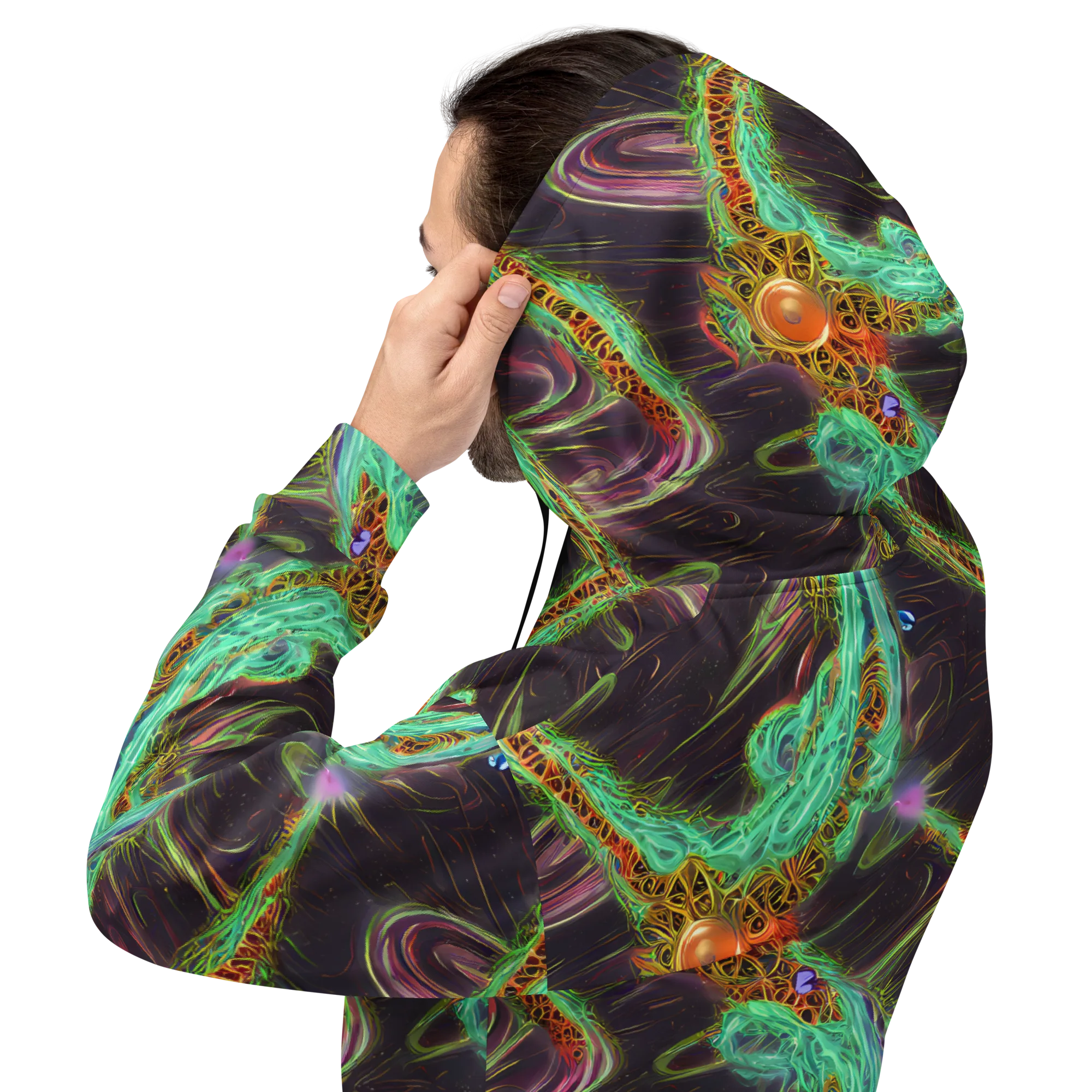 Turquoise Vortex on Hoodie — Back