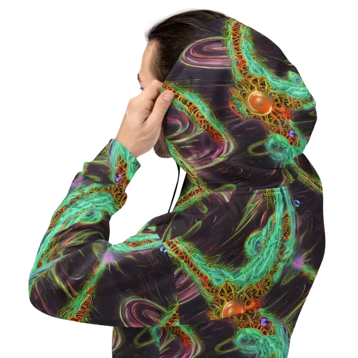 Turquoise Vortex on a Hoodie