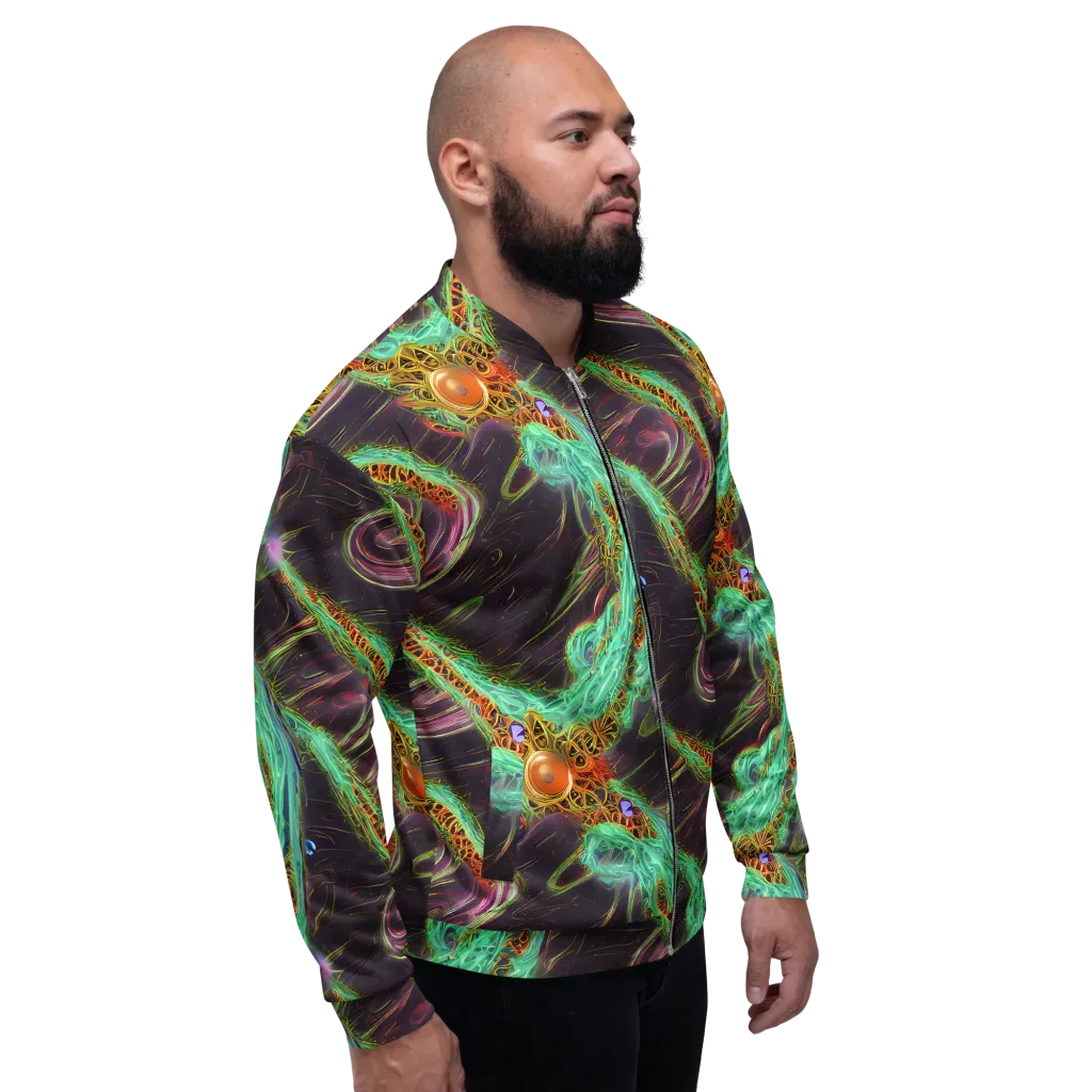 Turquoise Vortex on Bomber Jacket — Right