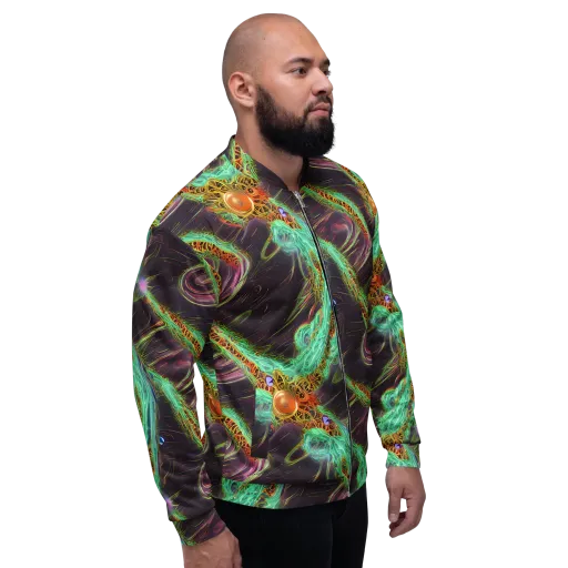 Turquoise Vortex on a Bomber Jacket