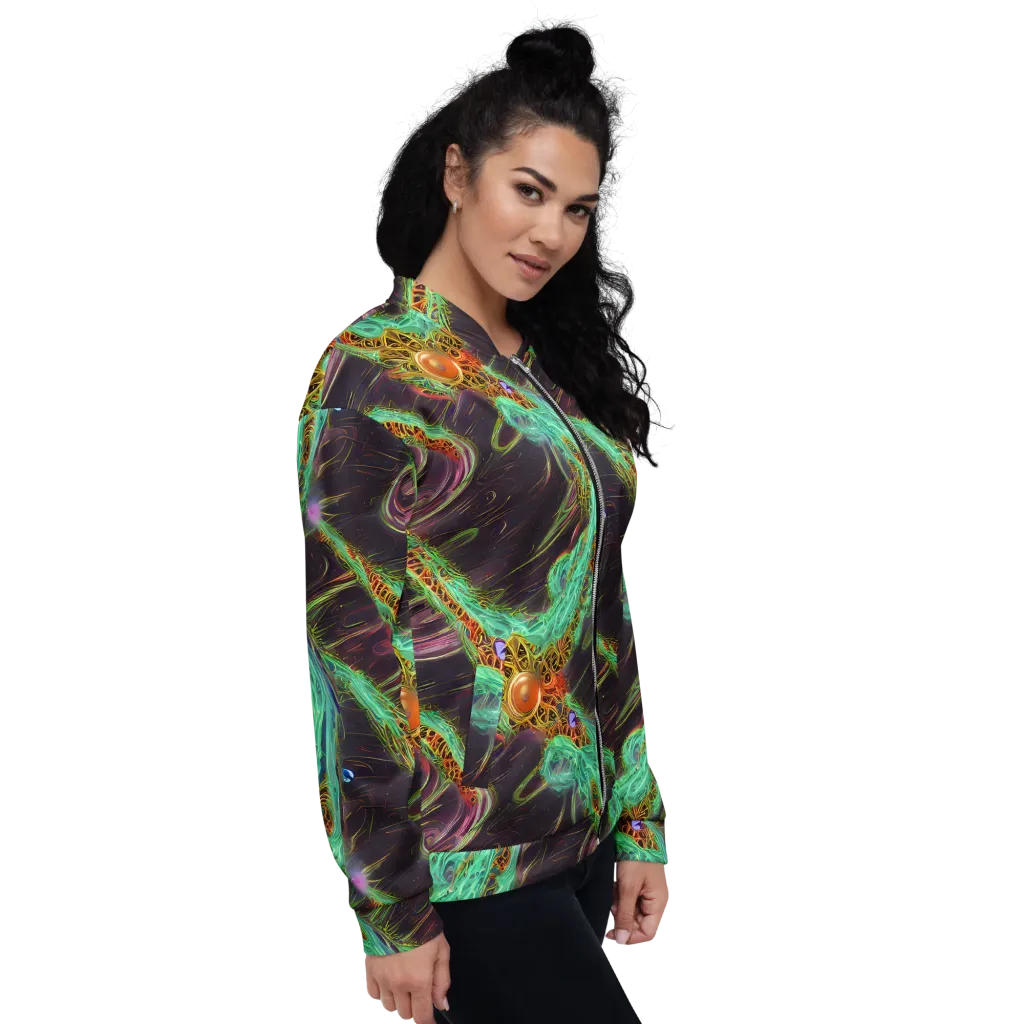 Turquoise Vortex on Bomber Jacket — Right