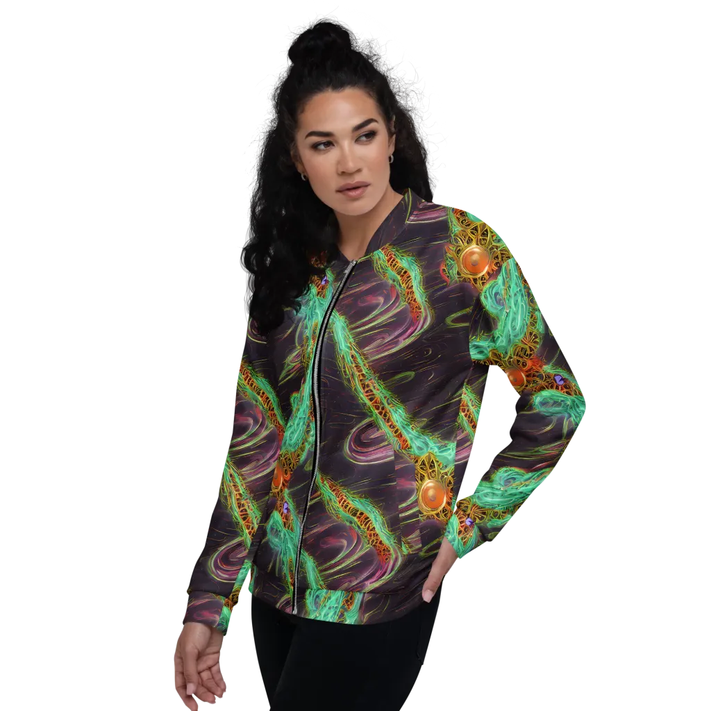 Turquoise Vortex on Bomber Jacket — Left