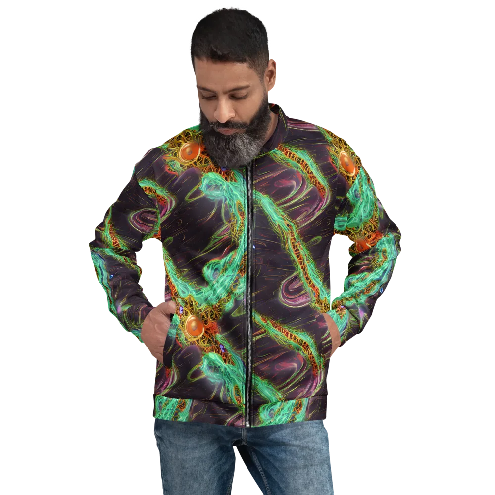 Turquoise Vortex on Bomber Jacket — Front