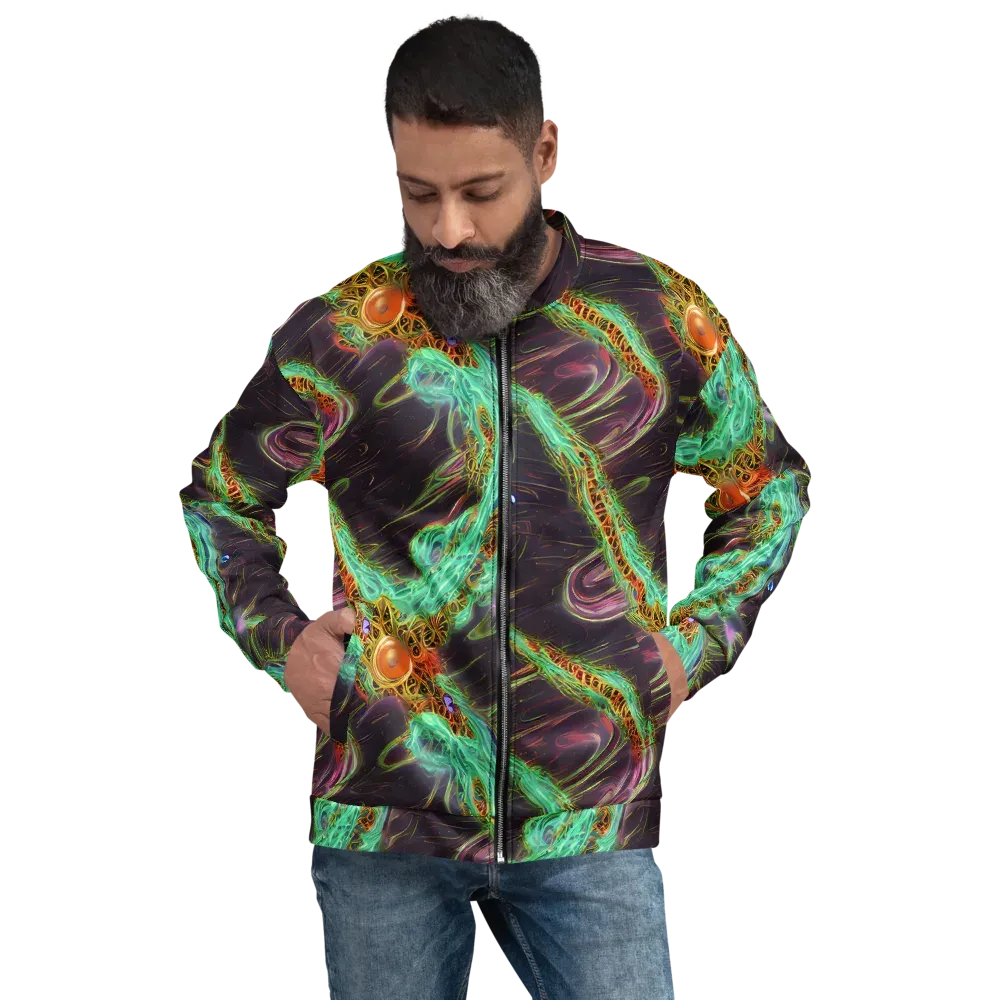 Turquoise Vortex on Bomber Jacket — Front