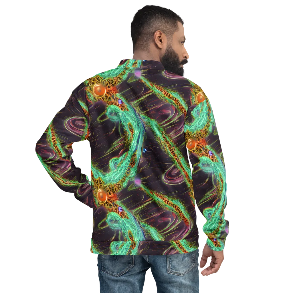 Turquoise Vortex on Bomber Jacket — Back