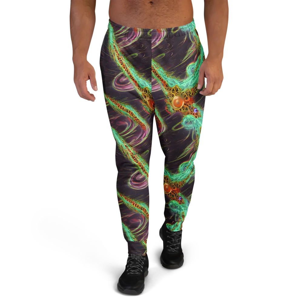 Turquoise Vortex on Men's Joggers — Front