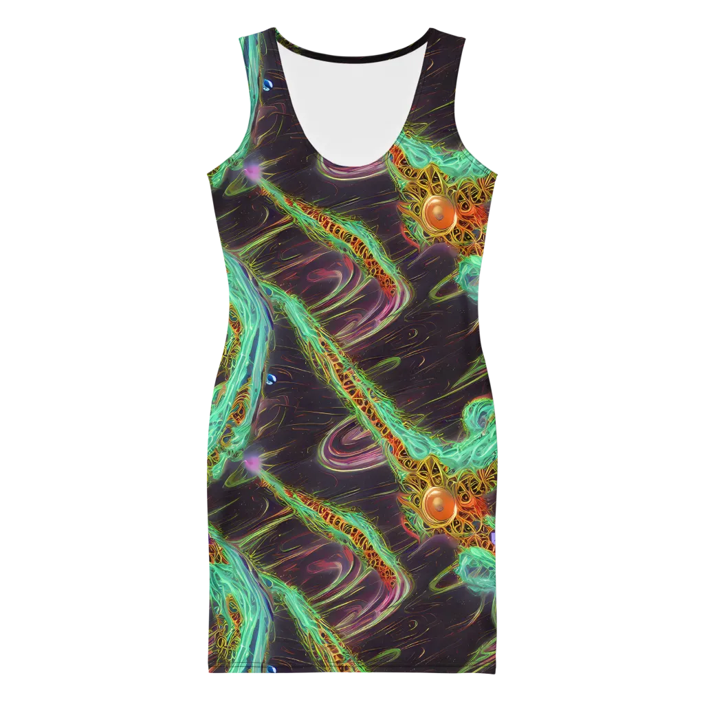 Turquoise Vortex on Bodycon Dress — Front
