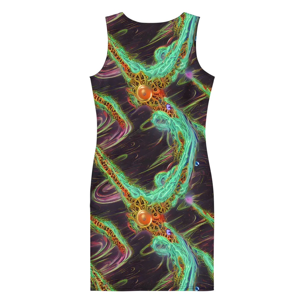 Turquoise Vortex on Bodycon Dress — Back