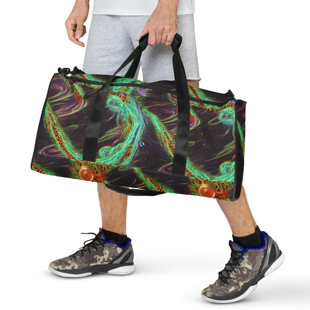 Turquoise Vortex on Duffle Bag — Front