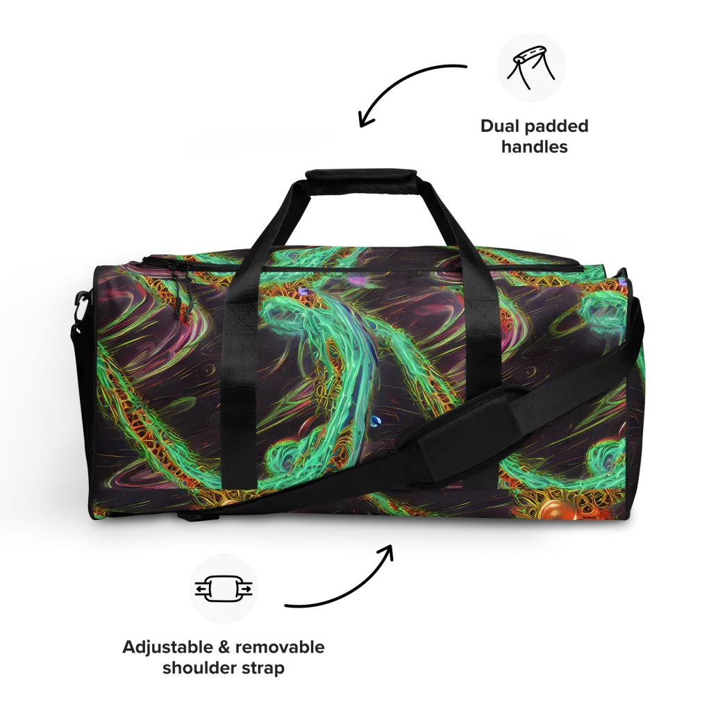 Turquoise Vortex on Duffle Bag — Front