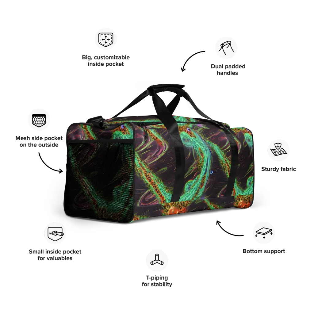 Turquoise Vortex on Duffle Bag — Right Front