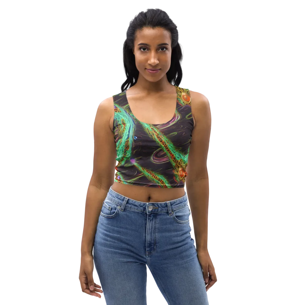 Turquoise Vortex on Crop Top — Front