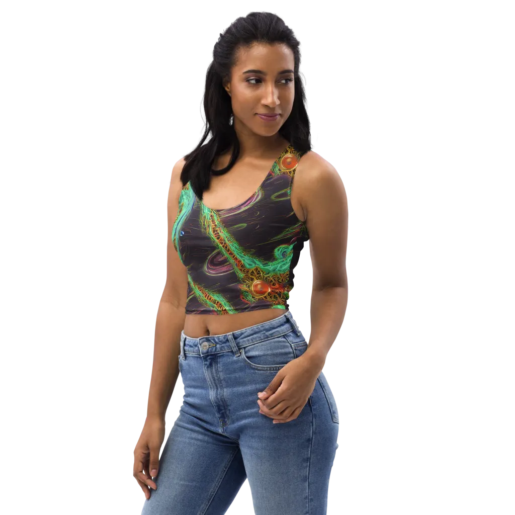 Turquoise Vortex on Crop Top — Left Front