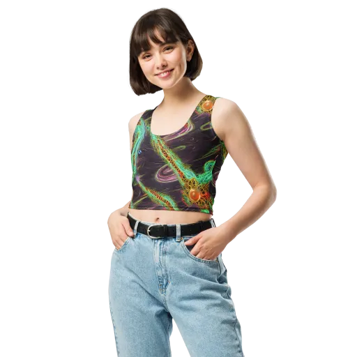 Turquoise Vortex on a Crop Top