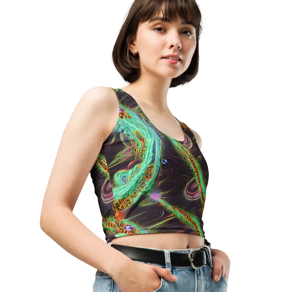 Turquoise Vortex on Crop Top — Right Front