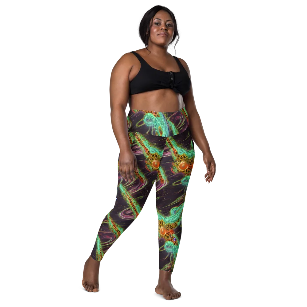 Turquoise Vortex on Leggings with Pockets — Front