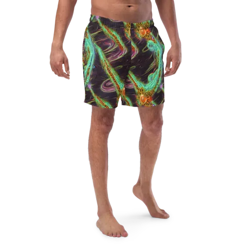 Turquoise Vortex on a Swim Trunks