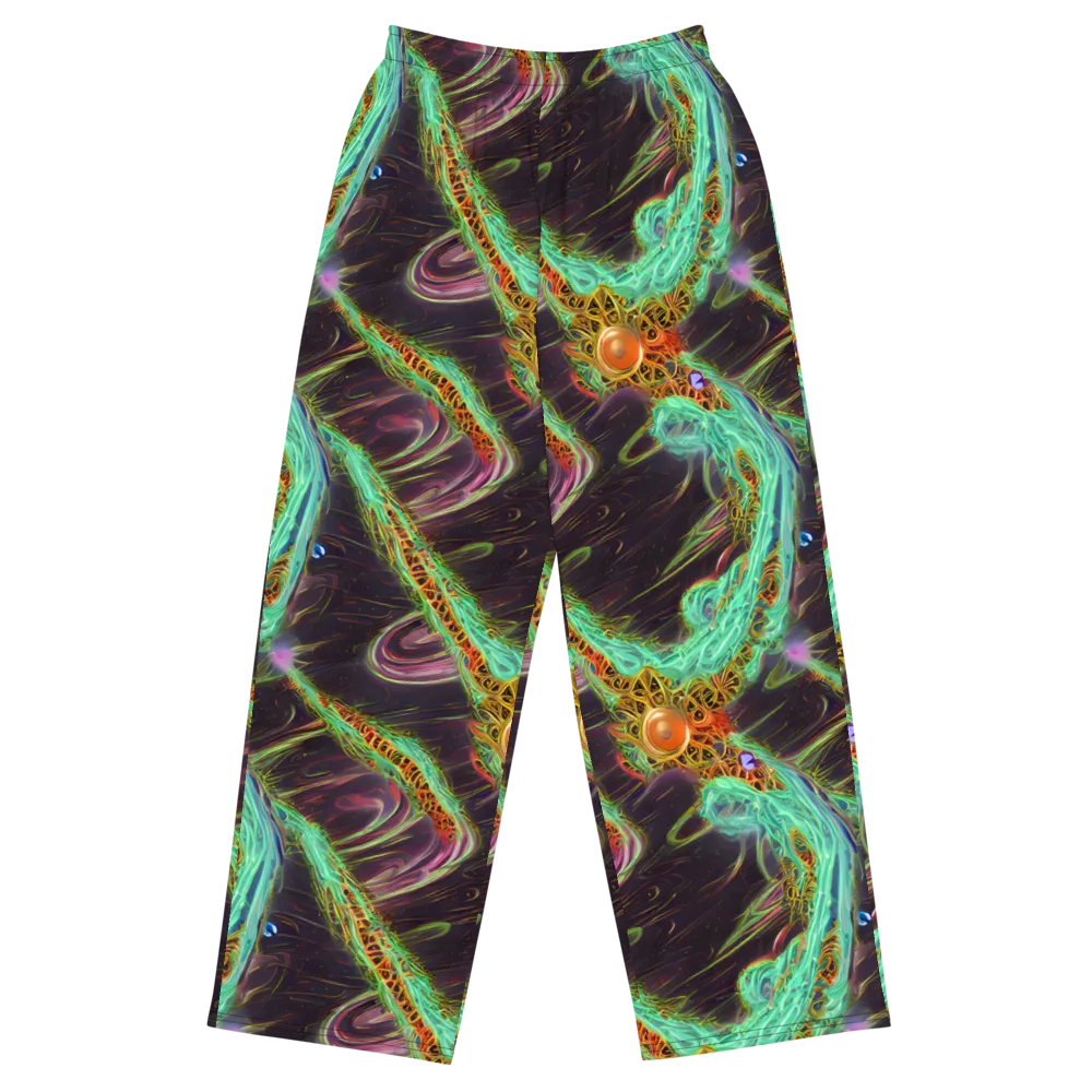 Turquoise Vortex on Wide-Leg Pants — Front
