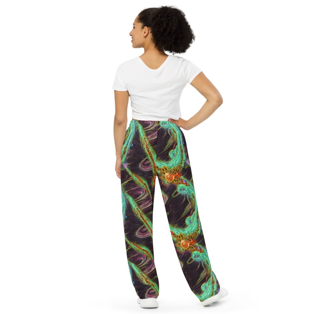Turquoise Vortex on Wide-Leg Pants — Back