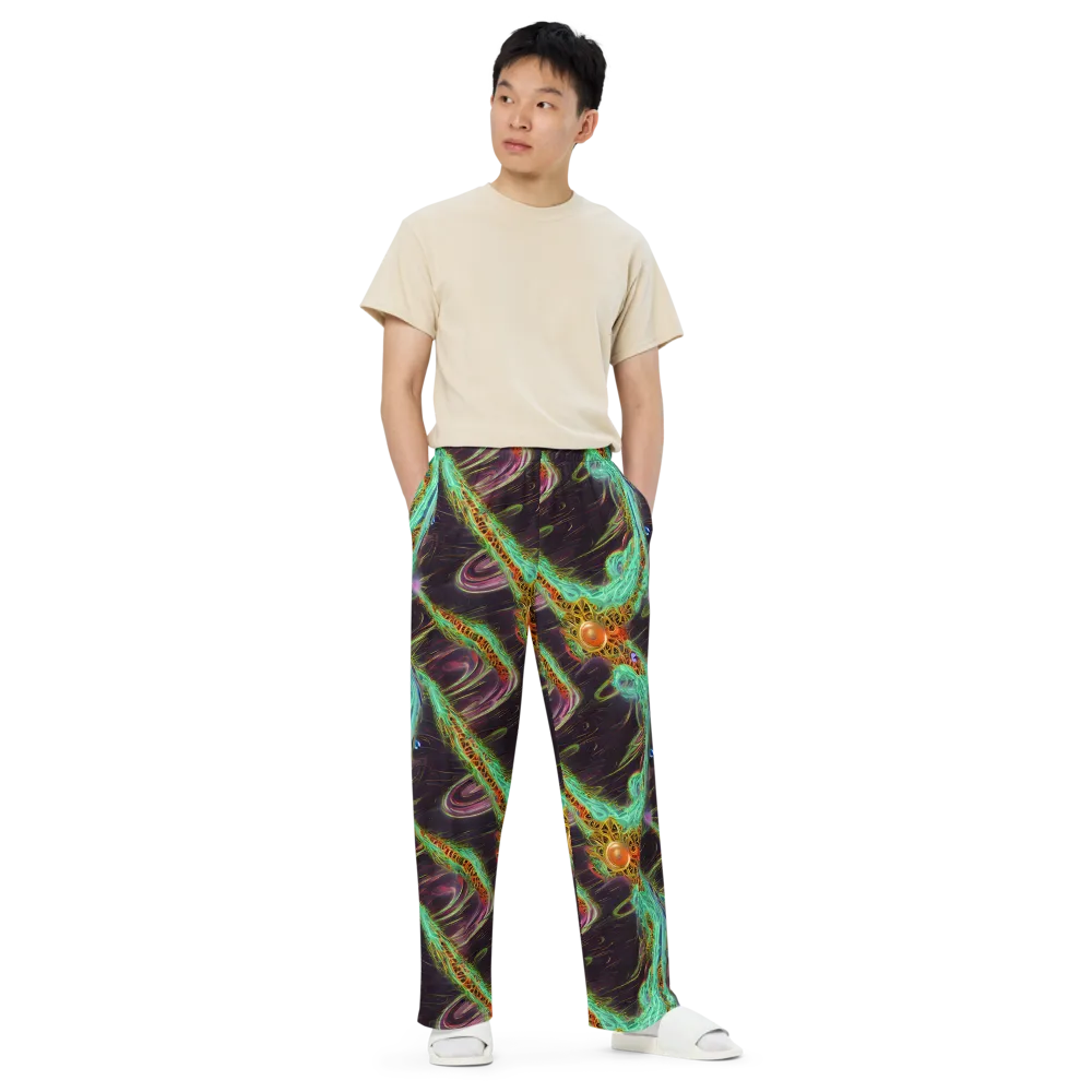 Turquoise Vortex on Wide-Leg Pants — Front