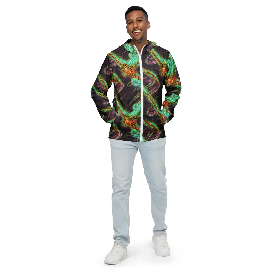 Turquoise Vortex on Men's Windbreaker — Front