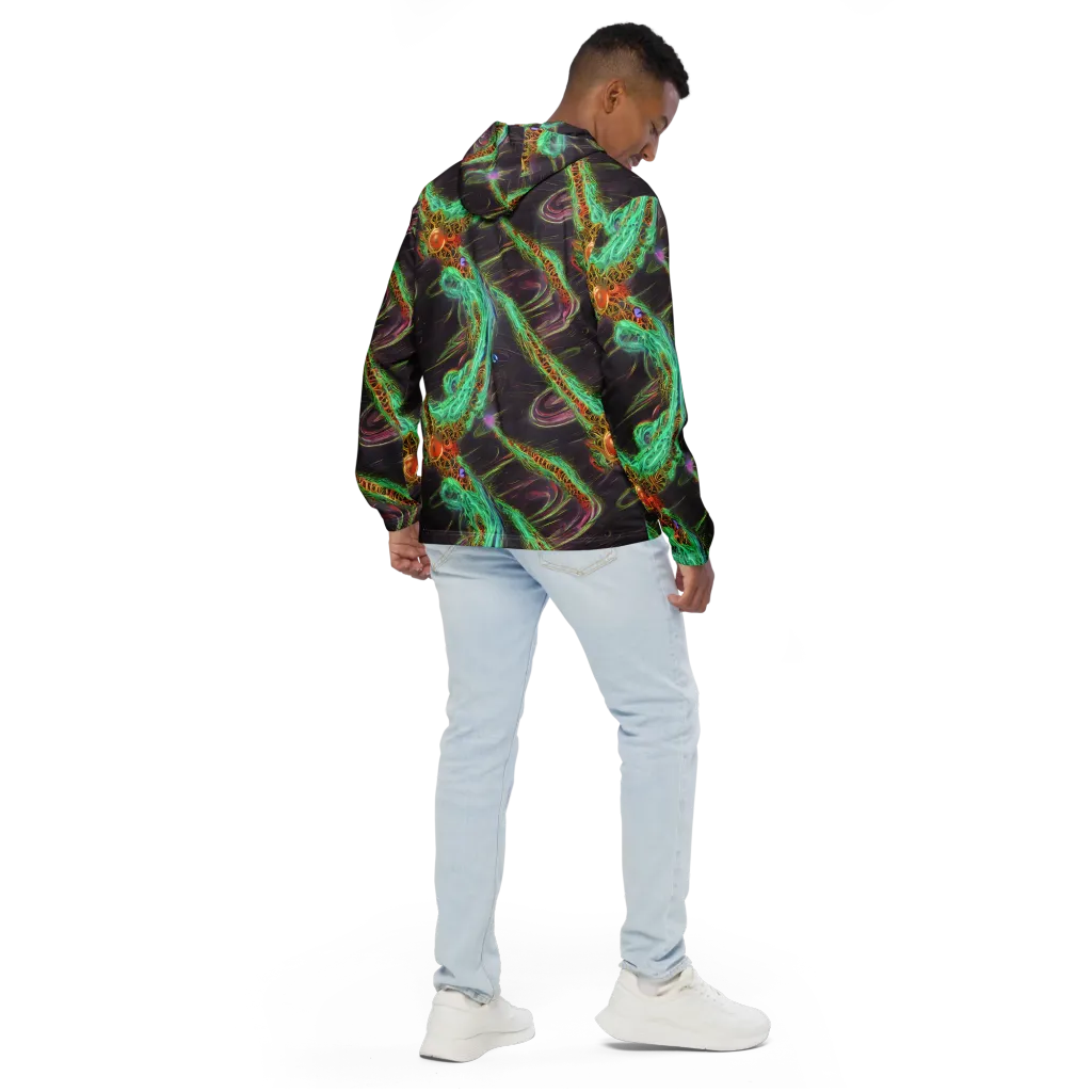 Turquoise Vortex on Men's Windbreaker — Back