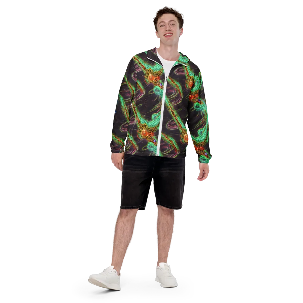 Turquoise Vortex on Men's Windbreaker — Front
