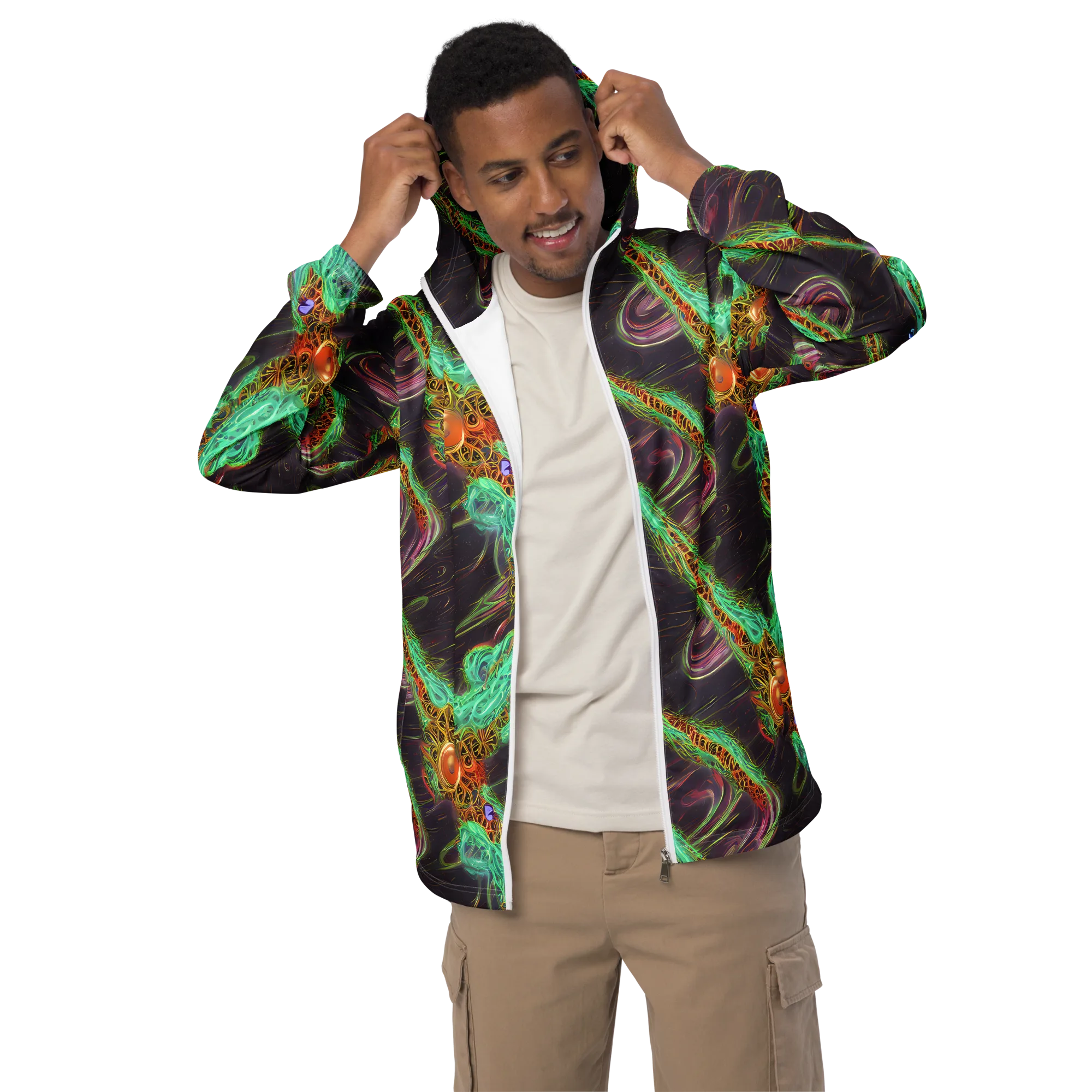 Turquoise Vortex on Men's Windbreaker — Front