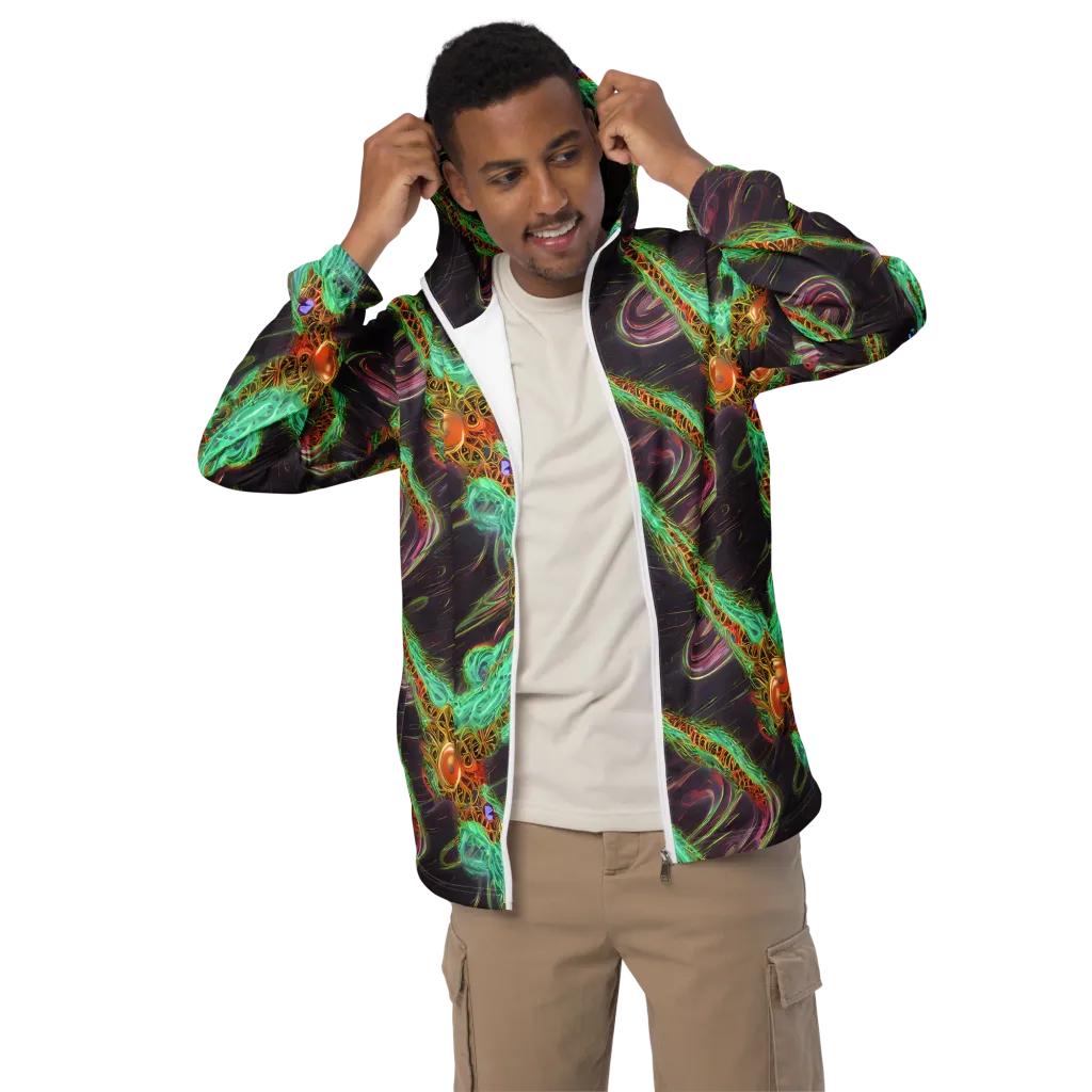 Turquoise Vortex on Men's Windbreaker — Front