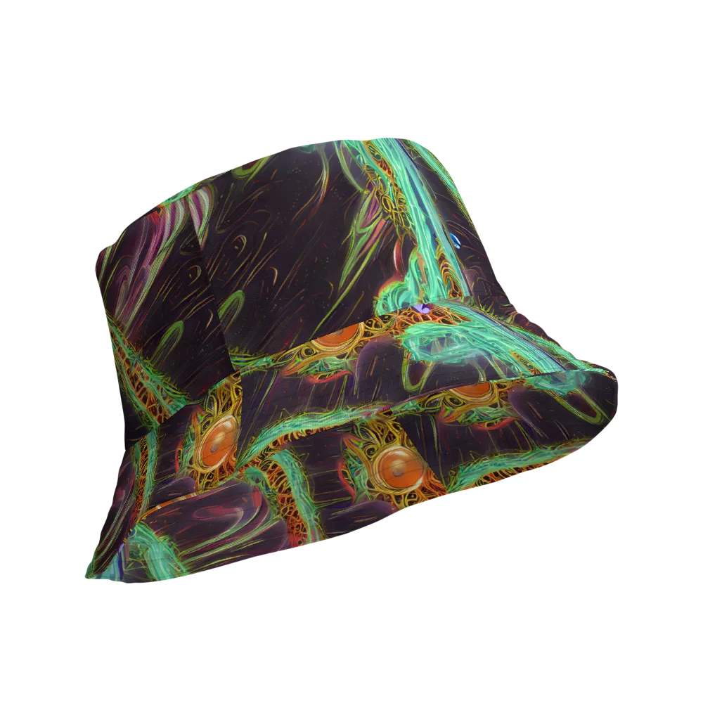 Turquoise Vortex on Reversible Bucket Hat — Product details Outside