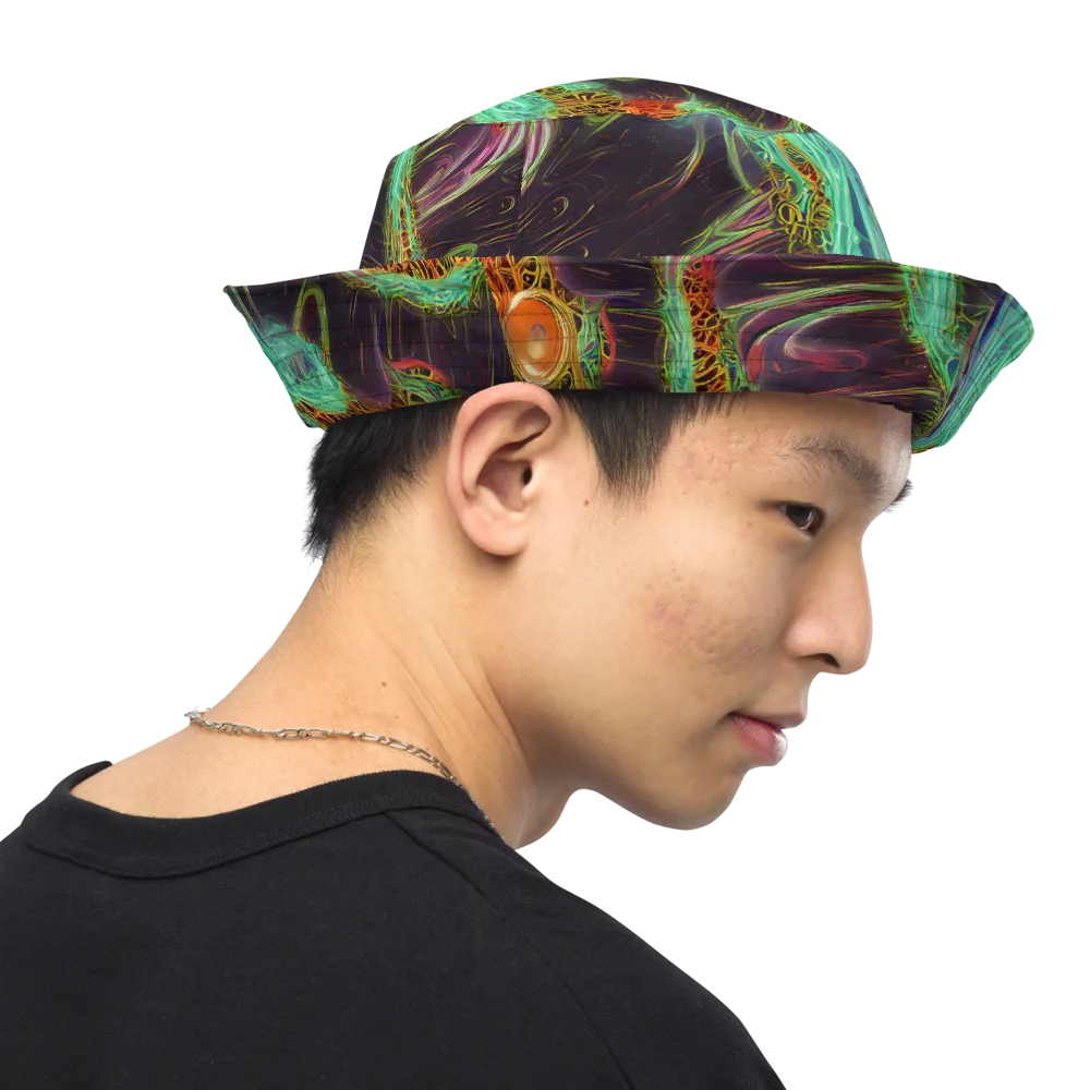 Turquoise Vortex on Reversible Bucket Hat — Right Outside