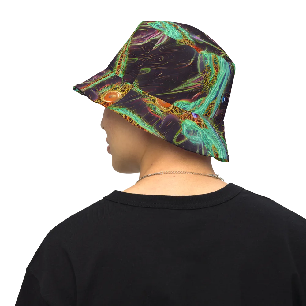 Turquoise Vortex on Reversible Bucket Hat — Back Inside
