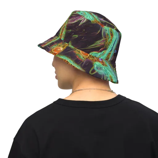 Turquoise Vortex on a Reversible Bucket Hat