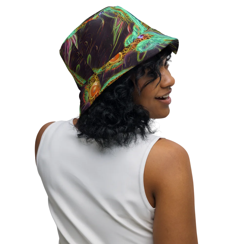 Turquoise Vortex on Reversible Bucket Hat — Right Outside