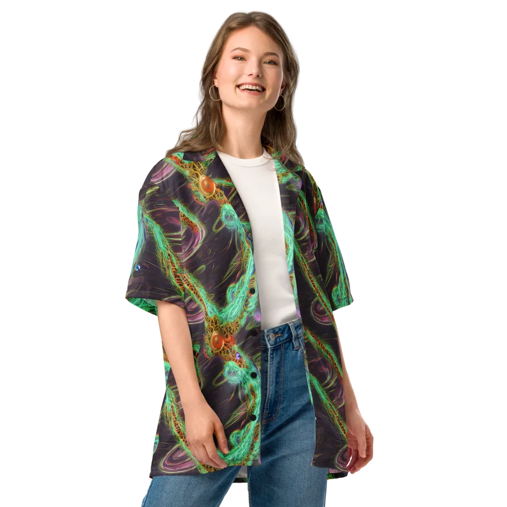 Turquoise Vortex on Button Shirt — Front