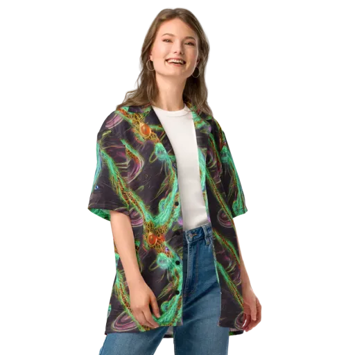 Turquoise Vortex on a Button Shirt