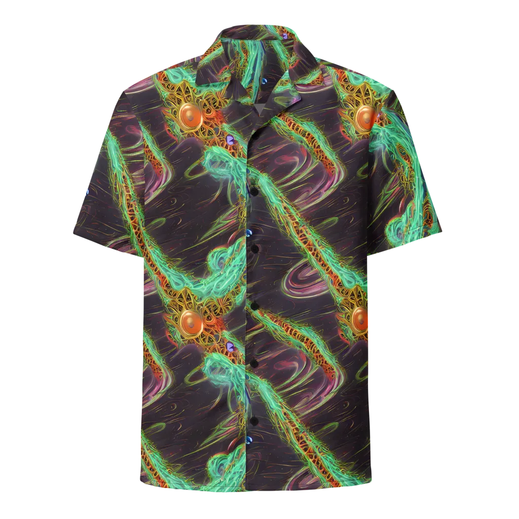 Turquoise Vortex on Button Shirt — Front