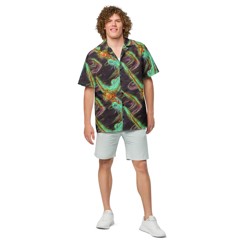 Turquoise Vortex on Button Shirt — Front