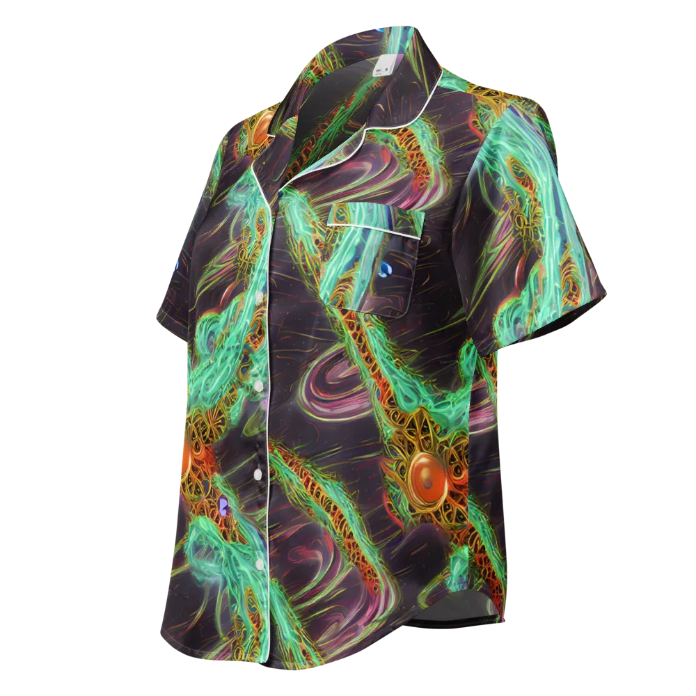 Turquoise Vortex on Women's Short Sleeve Pajama Top — Left Front