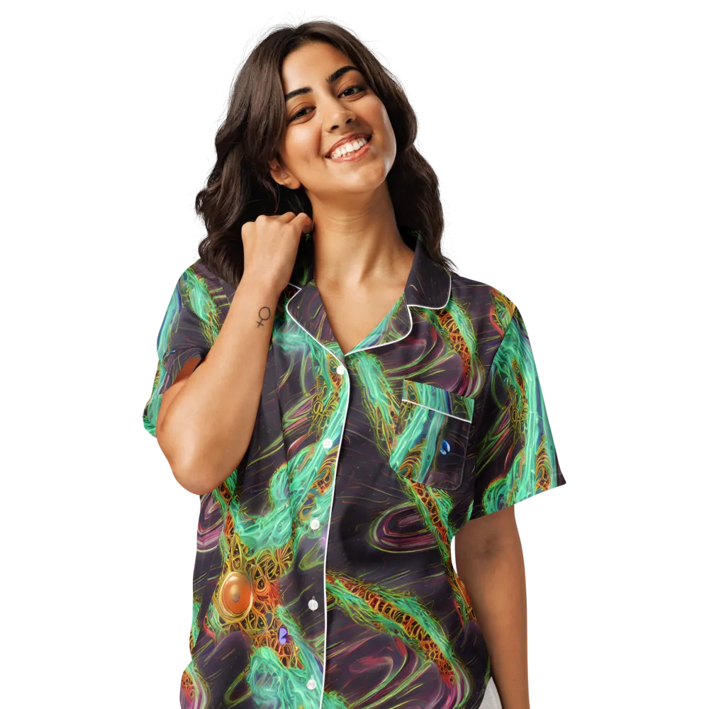 Turquoise Vortex on Women's Short Sleeve Pajama Top — Front