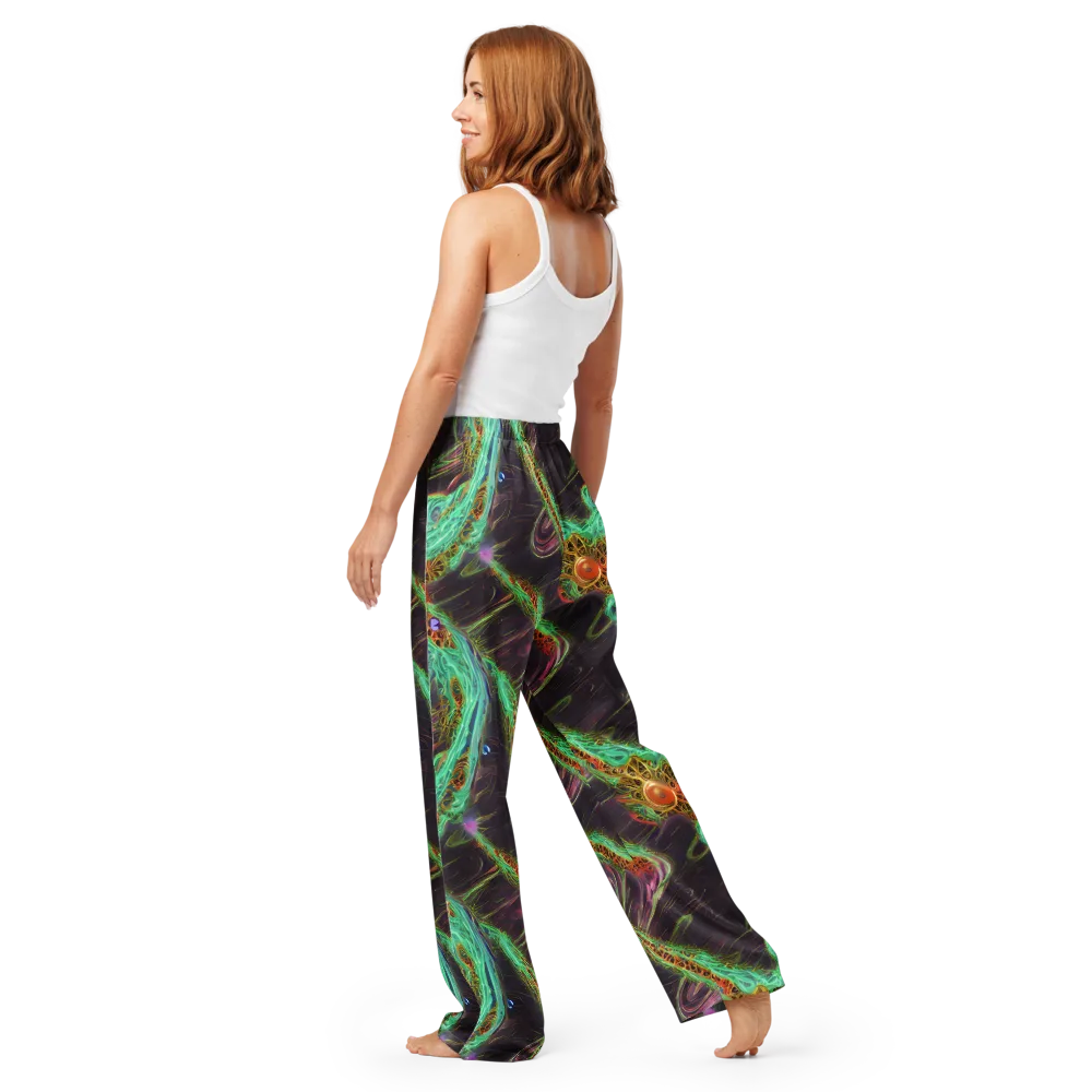 Turquoise Vortex on Women's Pajama Pants — Back