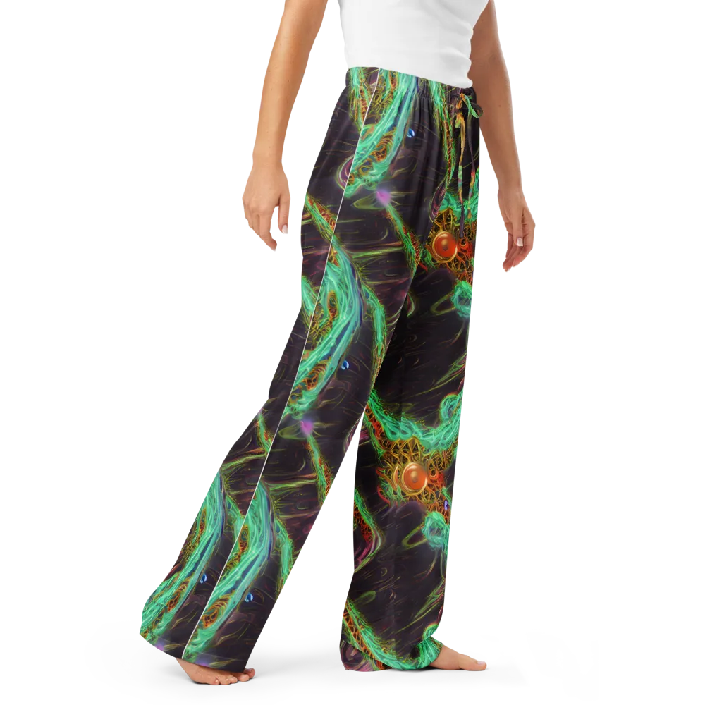 Turquoise Vortex on Women's Pajama Pants — Right Front