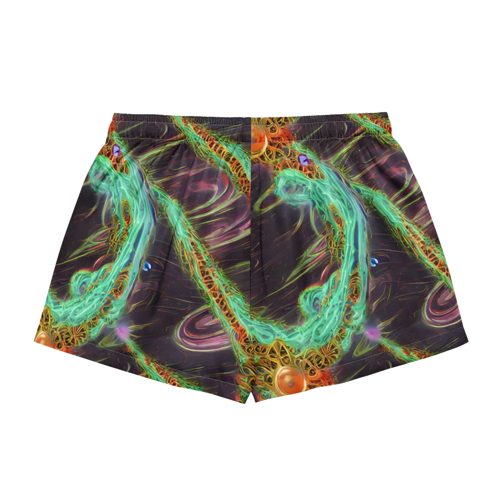Turquoise Vortex on Women's Pajama Shorts — Back