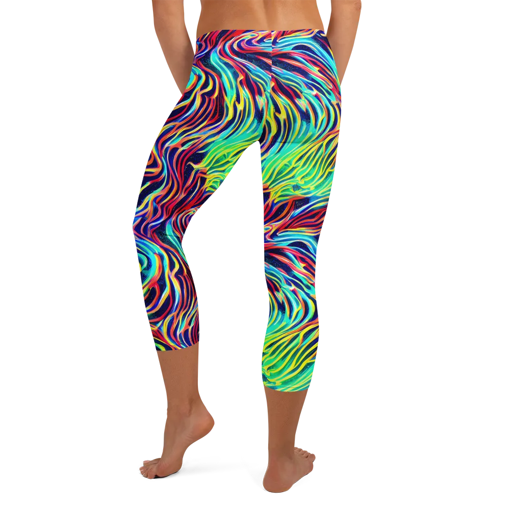Cobalt Ribbon Reef on Capri Leggings — Back