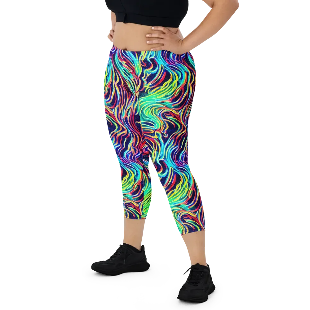 Cobalt Ribbon Reef on Capri Leggings — Front