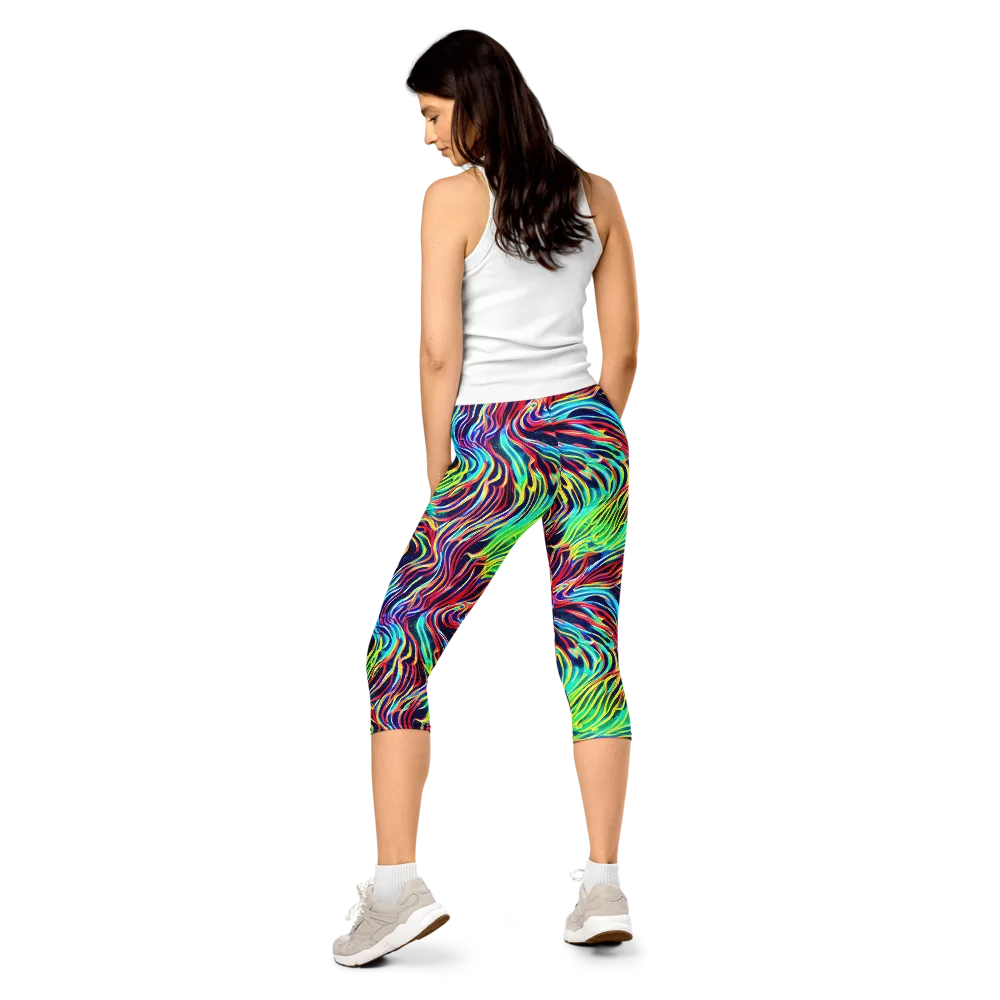 Cobalt Ribbon Reef on Capri Leggings — Back