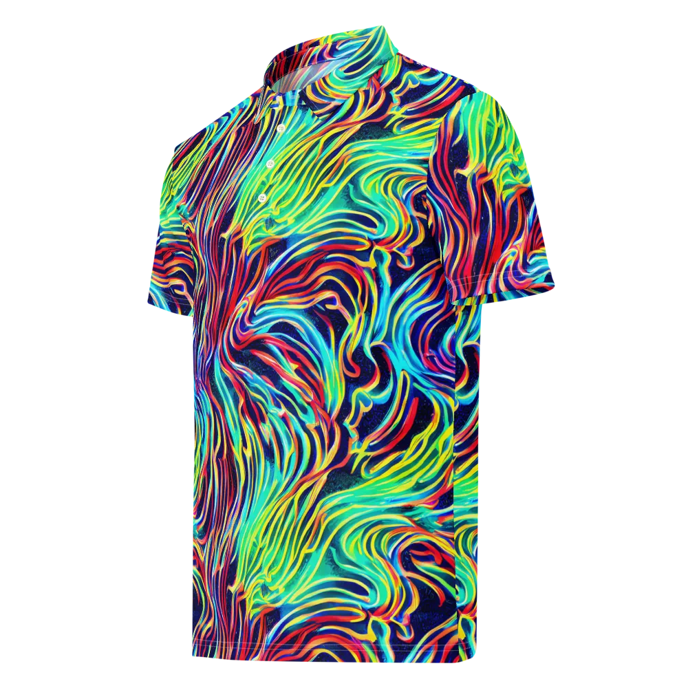 Cobalt Ribbon Reef on Men's Slim Fit Polo Shirt — Left Front