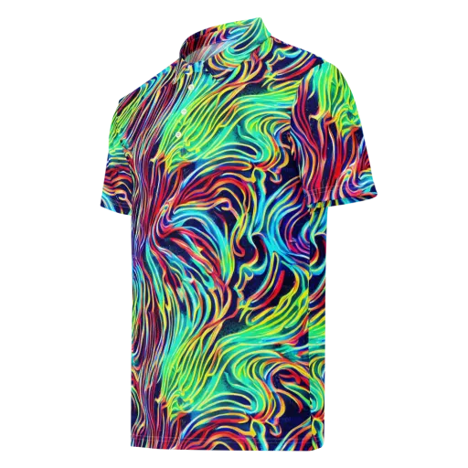 Cobalt Ribbon Reef on a Men's Slim Fit Polo Shirt