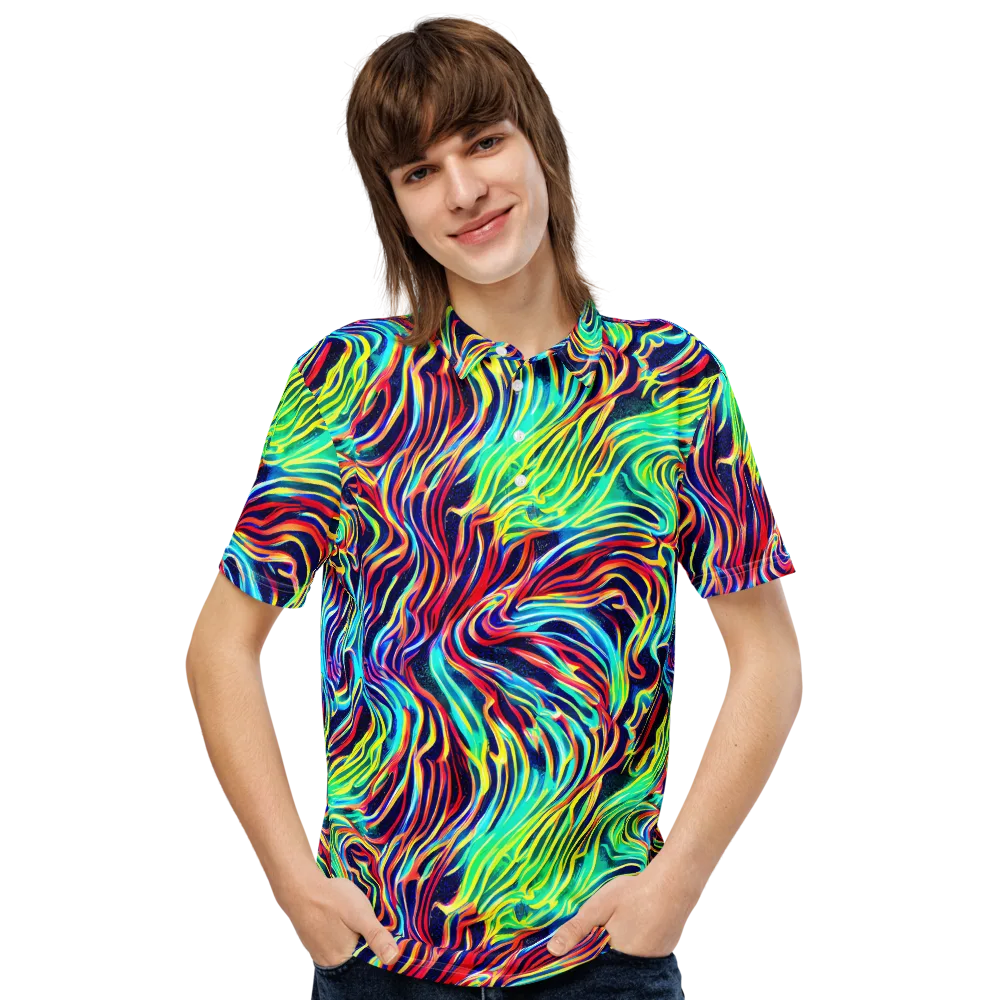 Cobalt Ribbon Reef on Men's Slim Fit Polo Shirt — Front