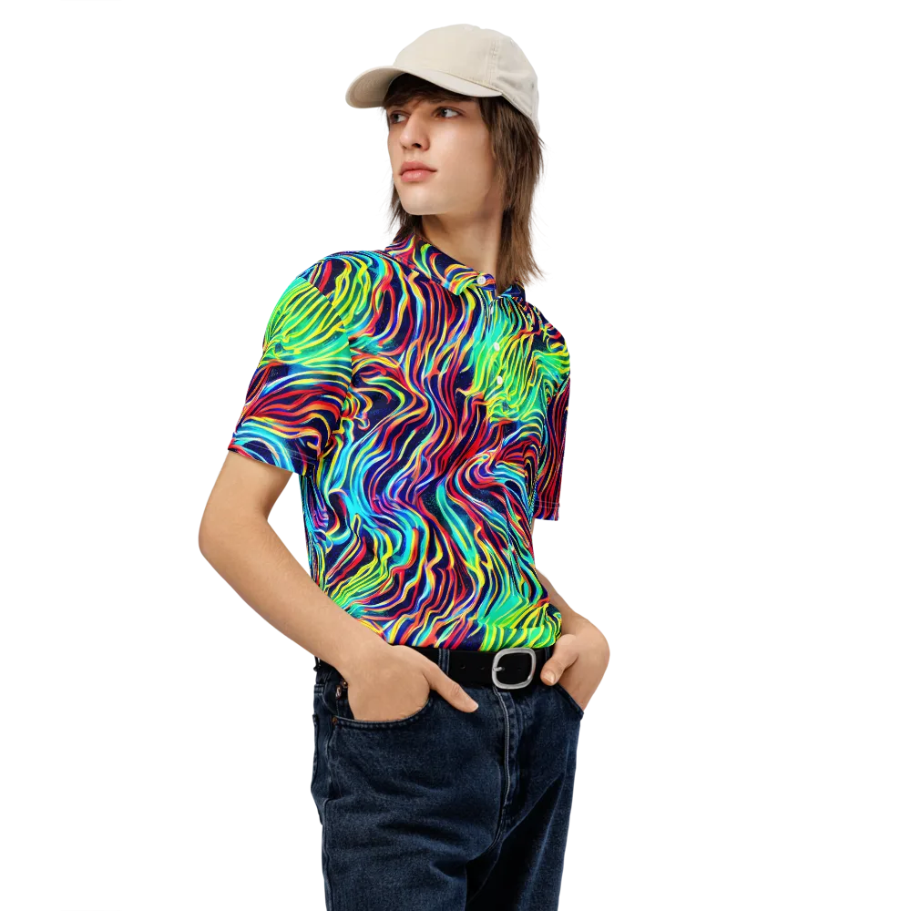 Cobalt Ribbon Reef on Men's Slim Fit Polo Shirt — Right Front